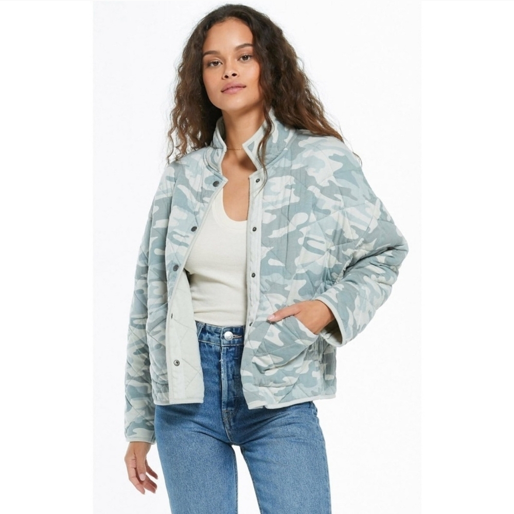 Z Supply Maya Quilted Jacket Coat Camo Medium